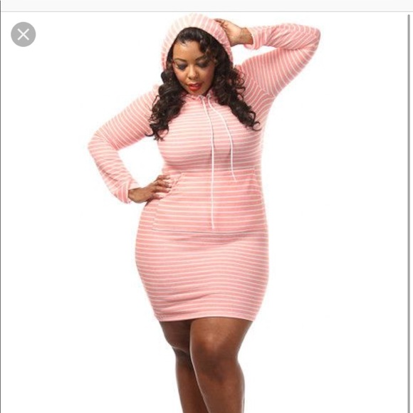 Dresses & Skirts - Striped Mint Green and White Hooded Bodycon Dress